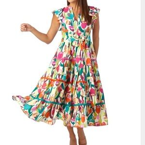 CROSBY by Mollie Burch Multicolor Floral Tiered Maxi Dress
